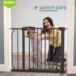 Baybee Auto Close Baby Safety Gate, Extra Tall Durable Baby Fence Barrier Dog Gate (Black + 10Cm) BAYBEE