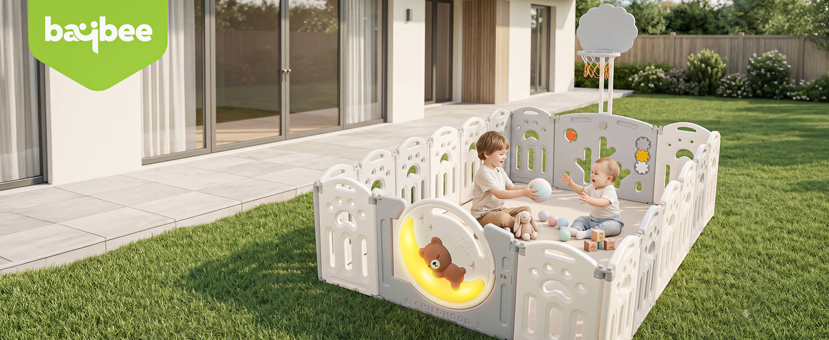 Baybee Luniva 2-in-1 Moon Foldable Baby Playpen with Glowing Light for 0-5 Years  (18 Panel) — slide 1