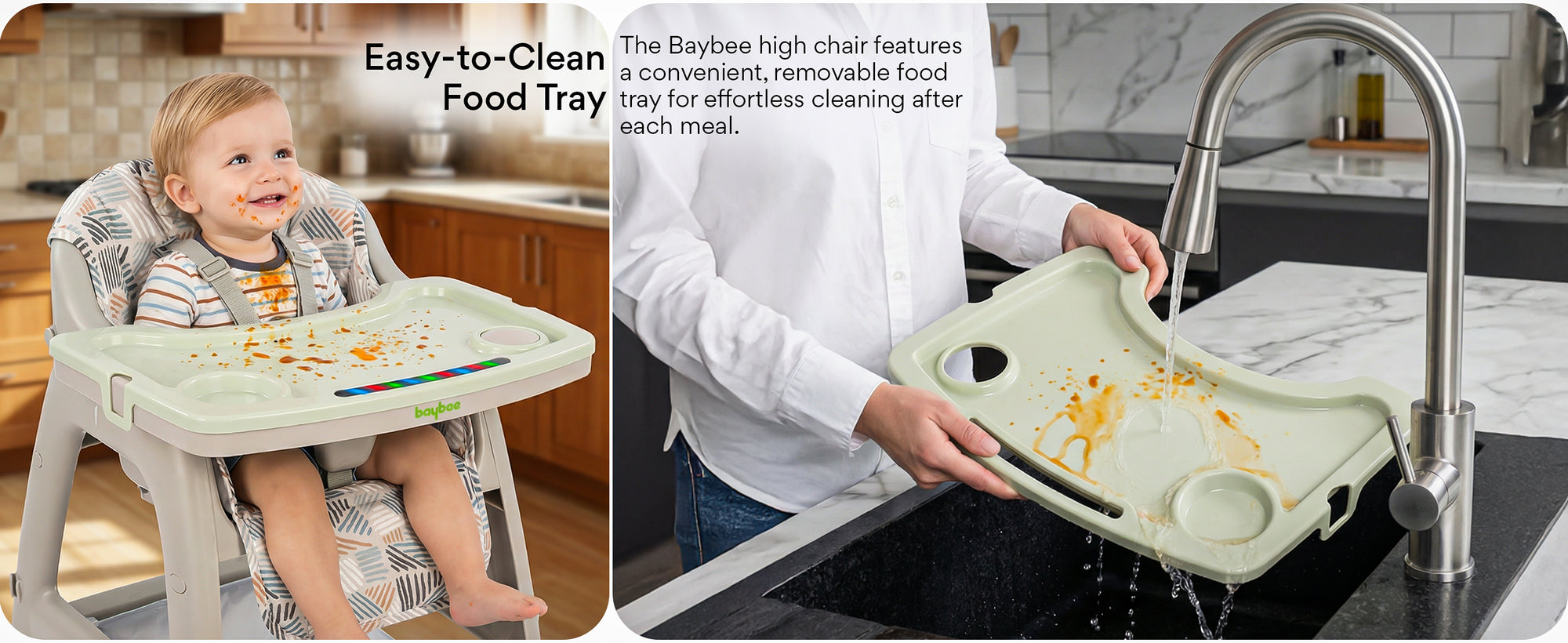 Baybee Breeze High Chair with Musical & Dual Removable Trays, Adjustable Feeding Chair — slide 2