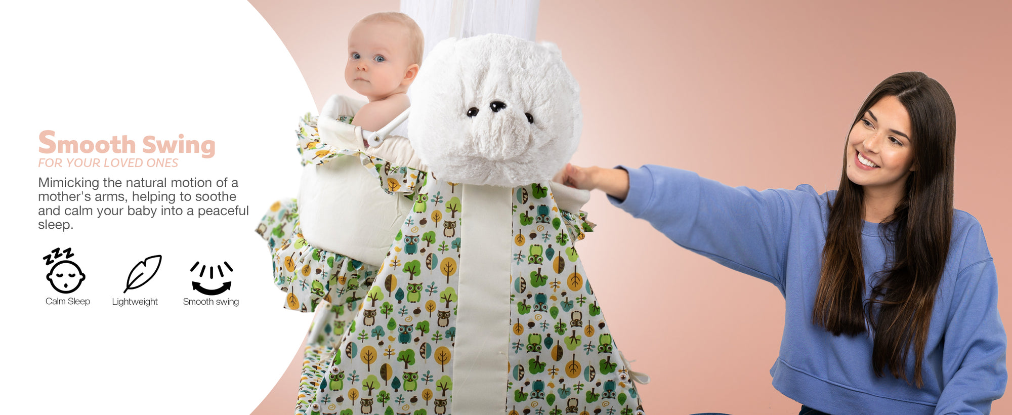 Baybee Fuffy Baby Swing Cradle for Newborn Baby with Mosquito Net, Storage & Wheels — slide 2