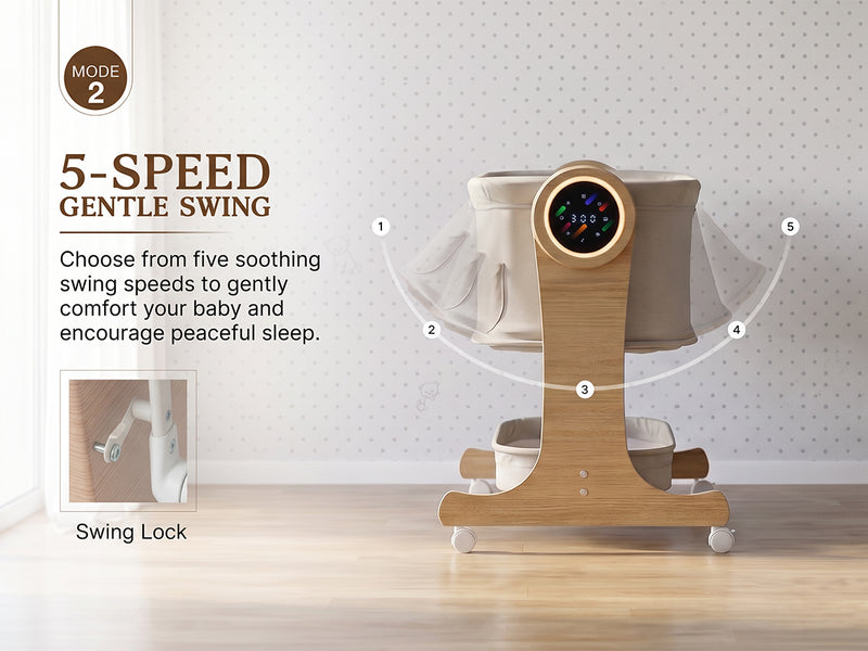 Baybee Wooden 3 in 1 Electric Baby Cradle Convertible Cot & Bassinet — slide 2