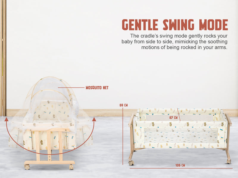 Baybee Crolla 3 in 1 Wooden Cradle for New Born Baby — slide 2