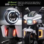 White kids electric bike with LED lights