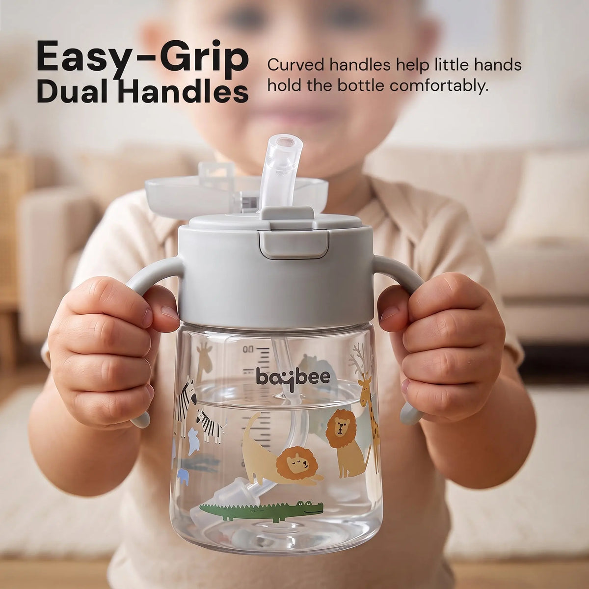 Grey baby water bottle
