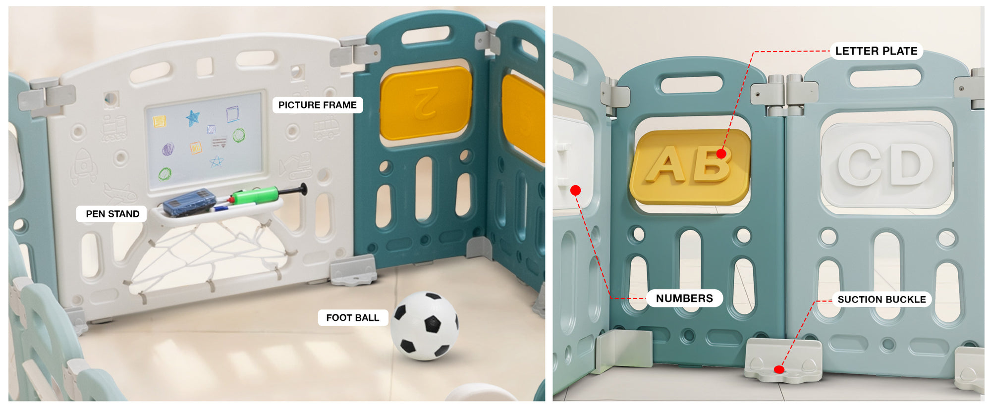 Baybee Train Kids Playpen for Babies(18 Panels) Foldable Baby Play Area Indoor Setup with Safety Lock — slide 1