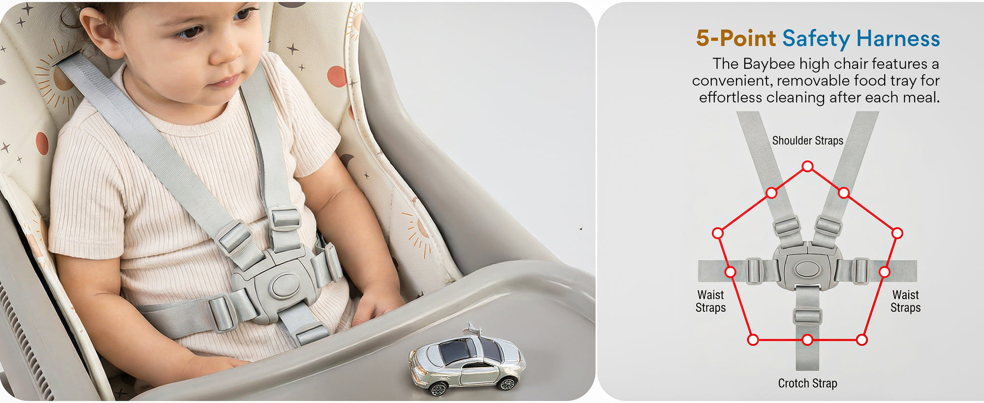 Baybee Breeze High Chair with Musical & Dual Removable Trays, Adjustable Feeding Chair — slide 3