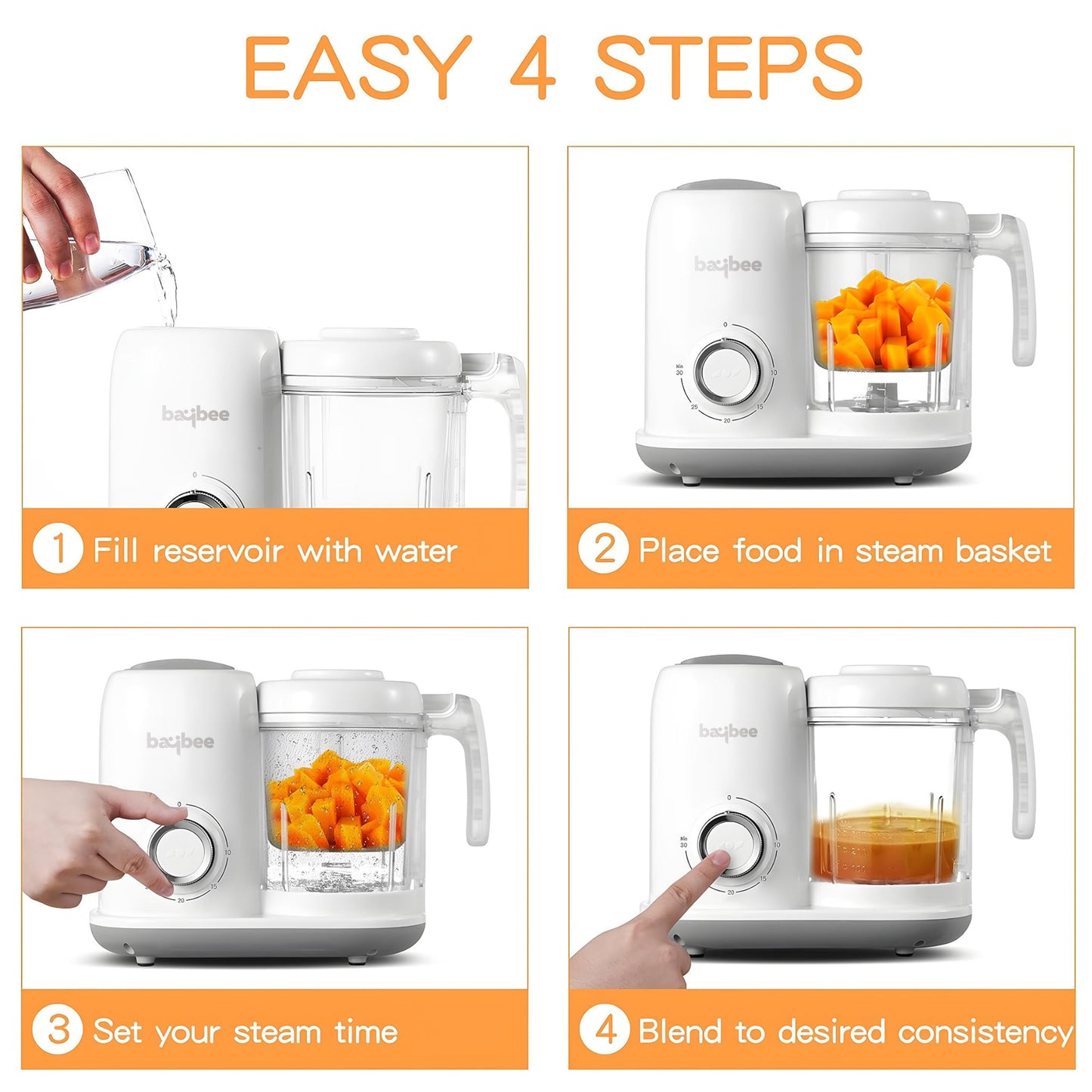 Baybee Blendy 4-in-1 Electric Baby Food Processor for Baby Food Maker with Steamer & Grinder