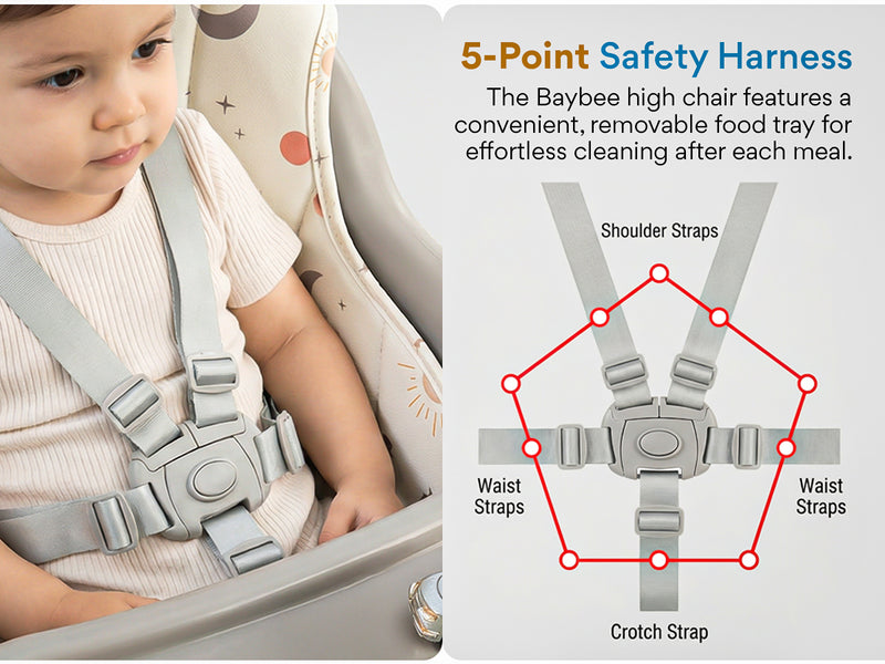 Baybee Breeze High Chair with Musical & Dual Removable Trays, Adjustable Feeding Chair — slide 2