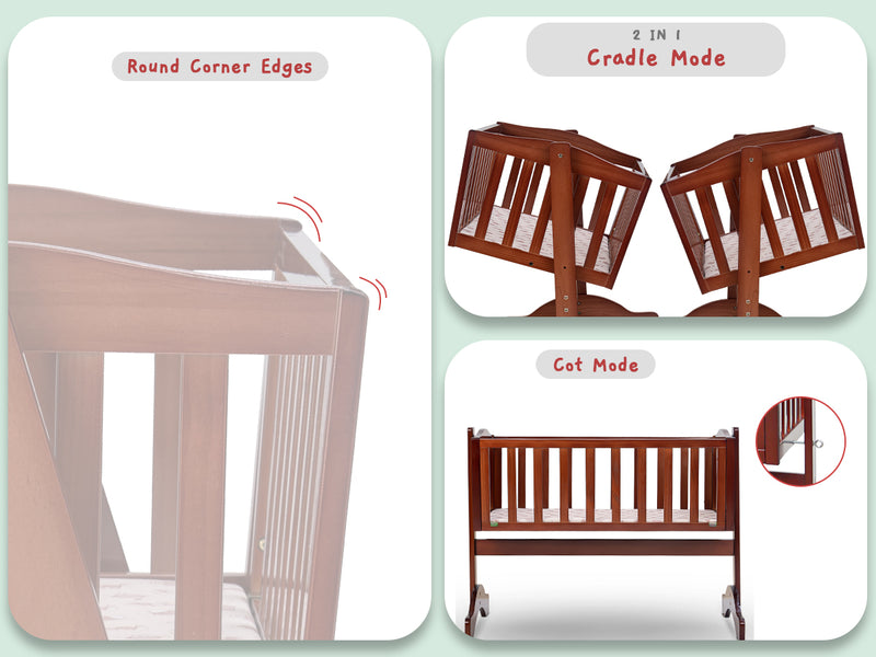 Baybee Bumble Wooden Cradle for New Born Baby — slide 1