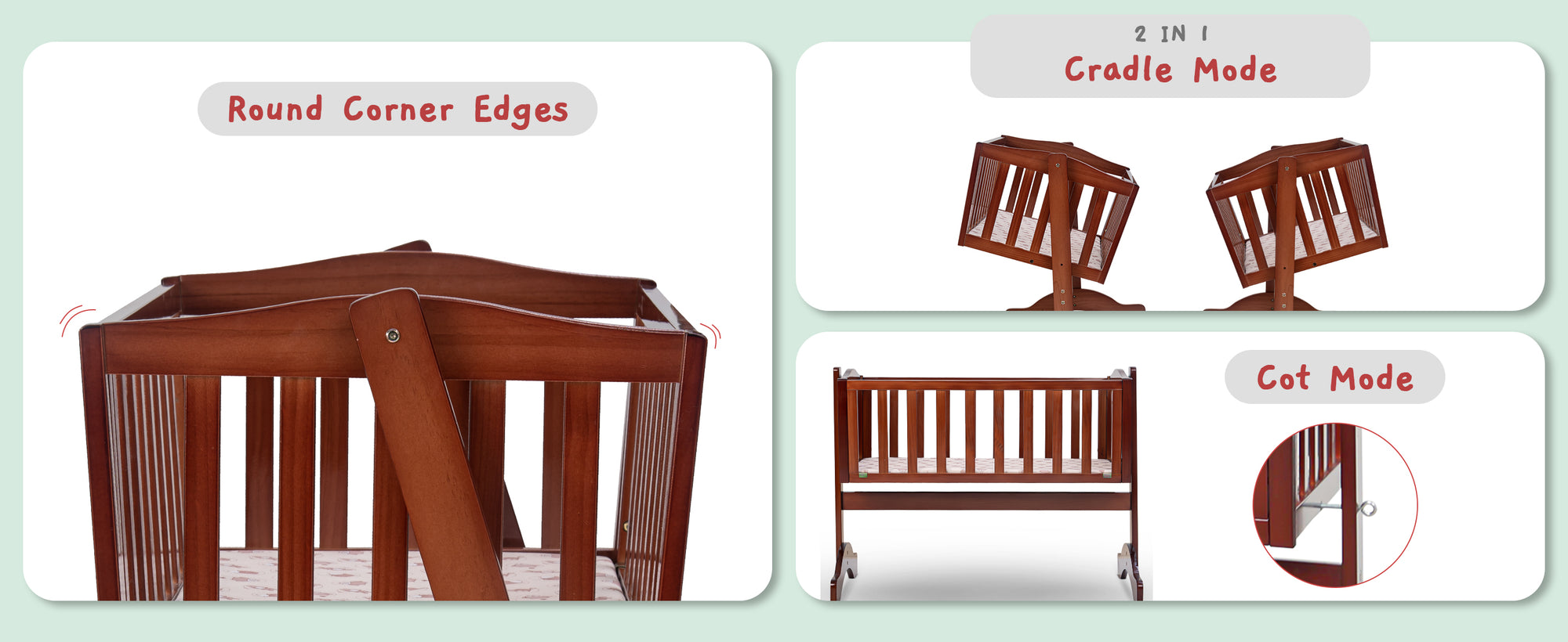 Baybee Bumble Wooden Cradle for New Born Baby — slide 2