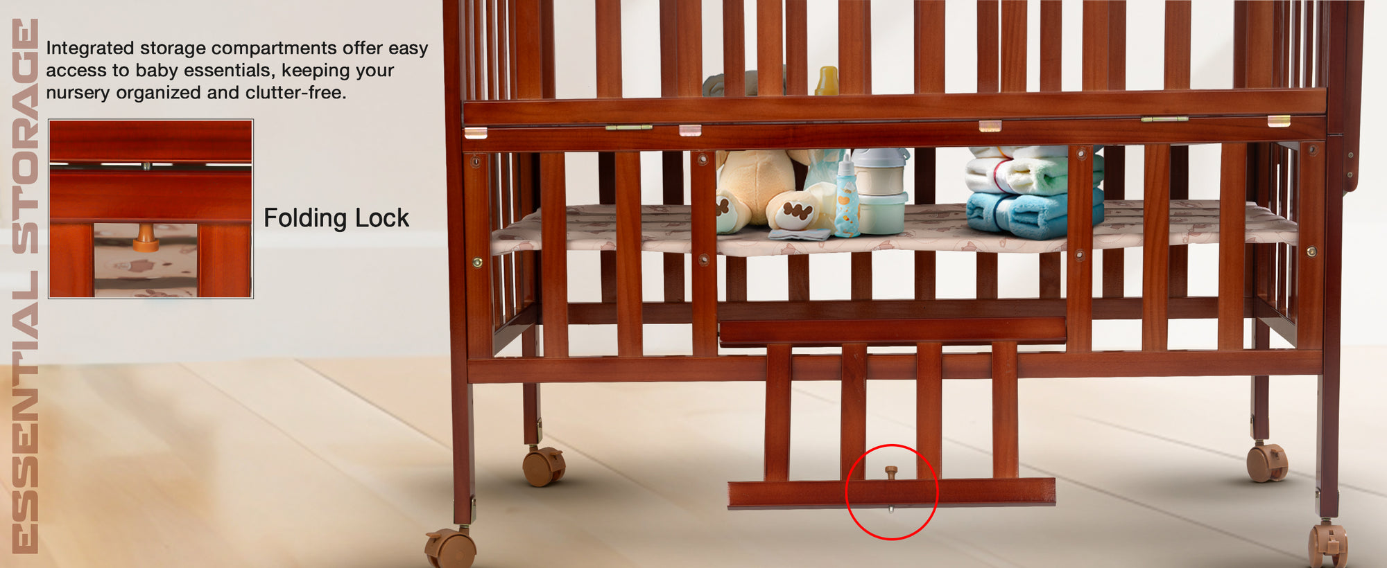 Baybee Hormony Nest Convertible Wooden Cradle for New Born Baby — slide 1