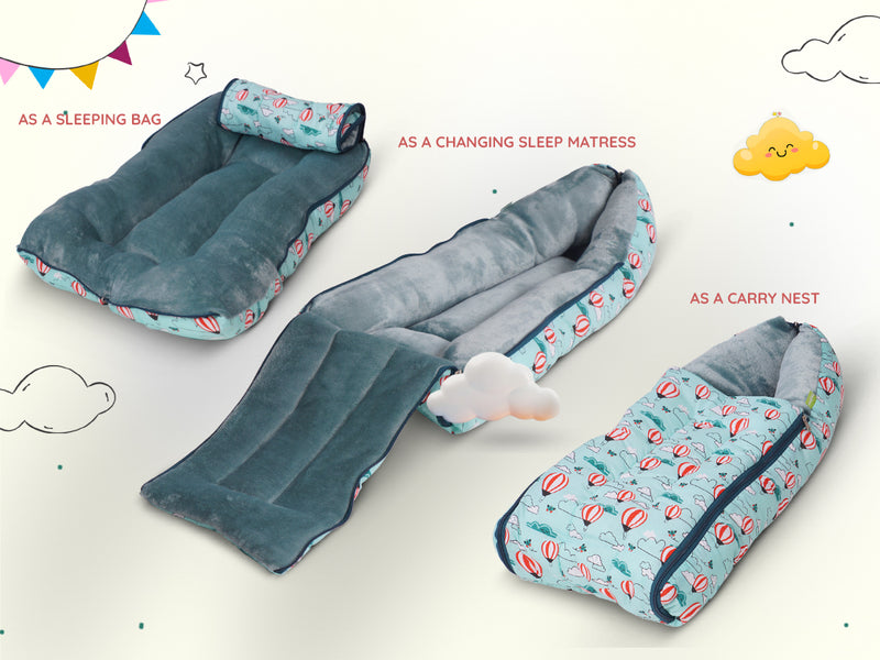 Baybee 3 in 1 Velvet Cotton Baby Bed Carry Bed — slide 1