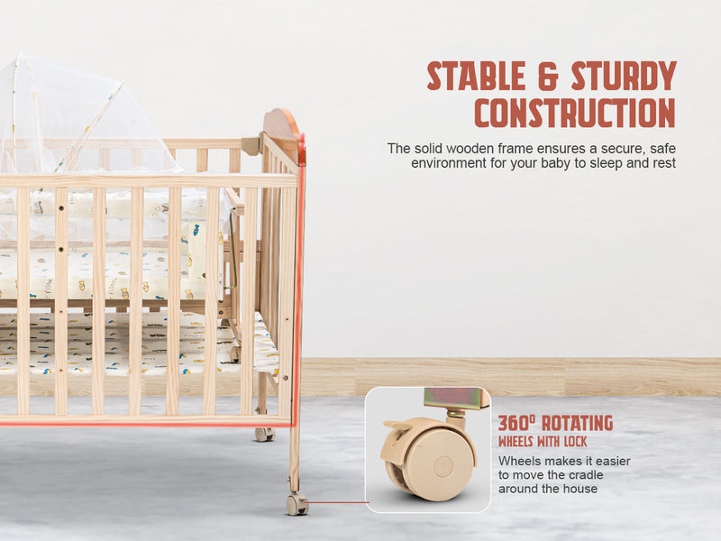 Baybee Crolla 3 in 1 Wooden Cradle for New Born Baby — slide 2