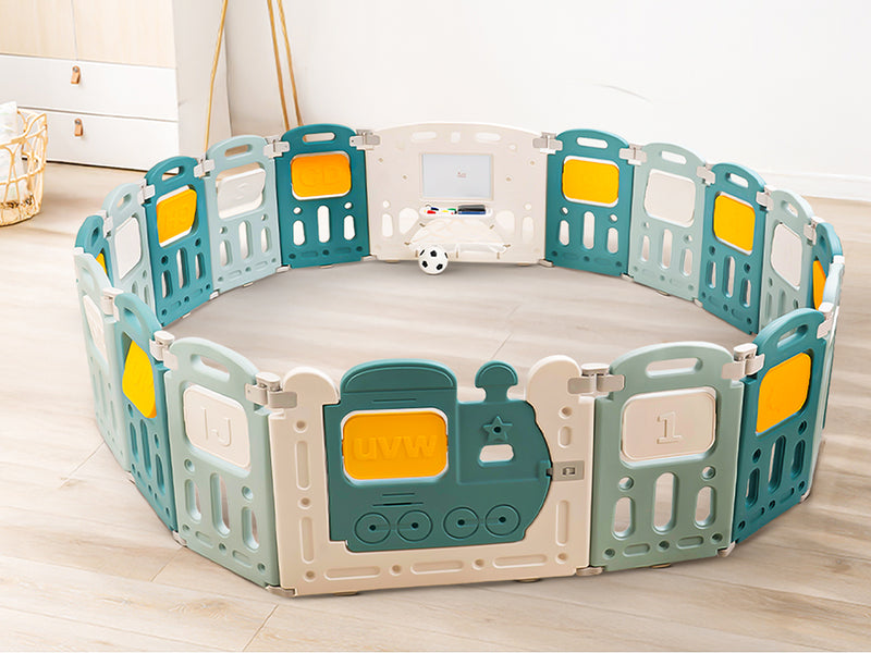 Baybee Train Kids Playpen for Babies(18 Panels) Foldable Baby Play Area Indoor Setup with Safety Lock — slide 2