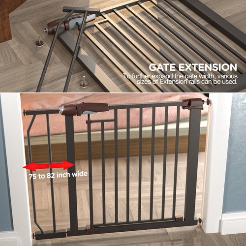 Baybee Auto Close Baby Safety Gate, Extra Tall Durable Baby Fence Barrier Dog Gate (Black + 10Cm) BAYBEE