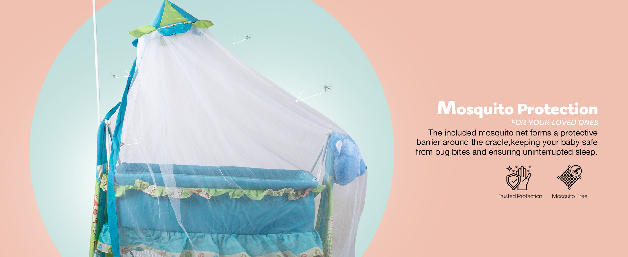 Baybee Fuffy Baby Swing Cradle for Newborn Baby with Mosquito Net, Storage & Wheels — slide 2