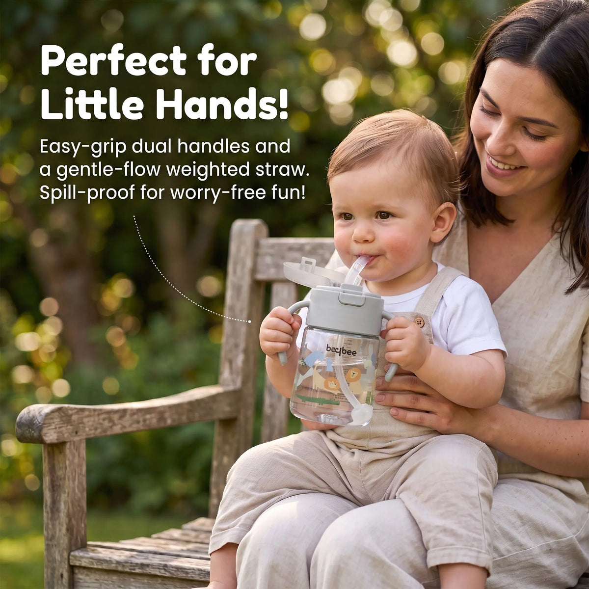 Grey baby straw sipper