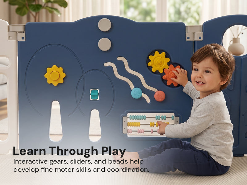 Baybee 2-in-1 Foldable Kids Playpen (18 Panel)with Basketball Set & Sensory Toys — slide 2