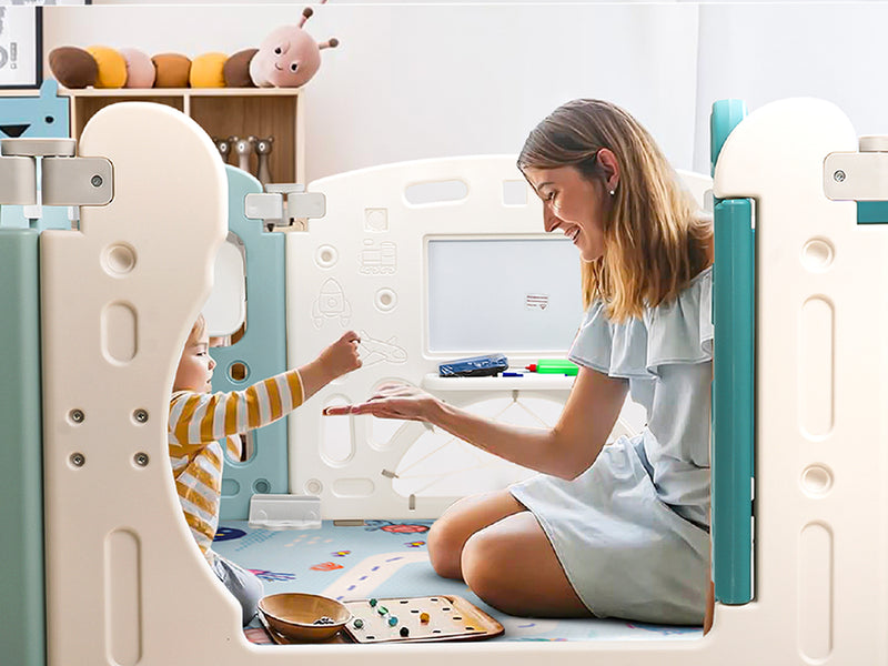 Baybee Train Kids Playpen for Babies(18 Panels) Foldable Baby Play Area Indoor Setup with Safety Lock — slide 1
