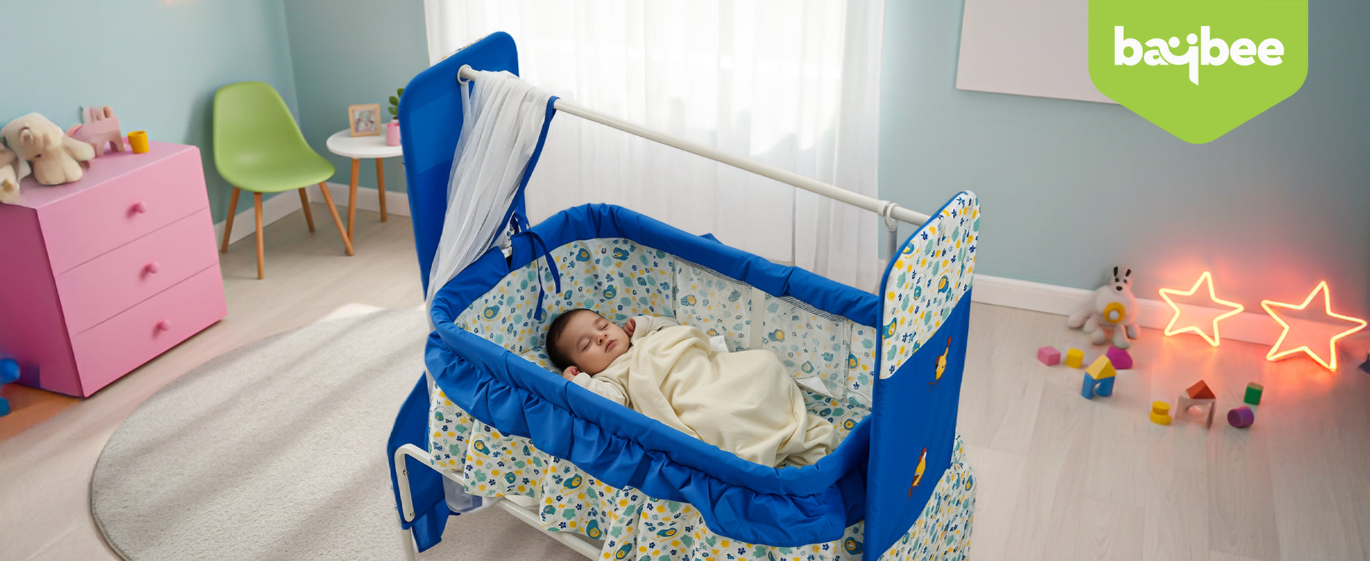 Baybee Baby Swing Cradle for Newborn Babies with Mosquito Net, Infant Jhula, Palna for Kids — slide 1