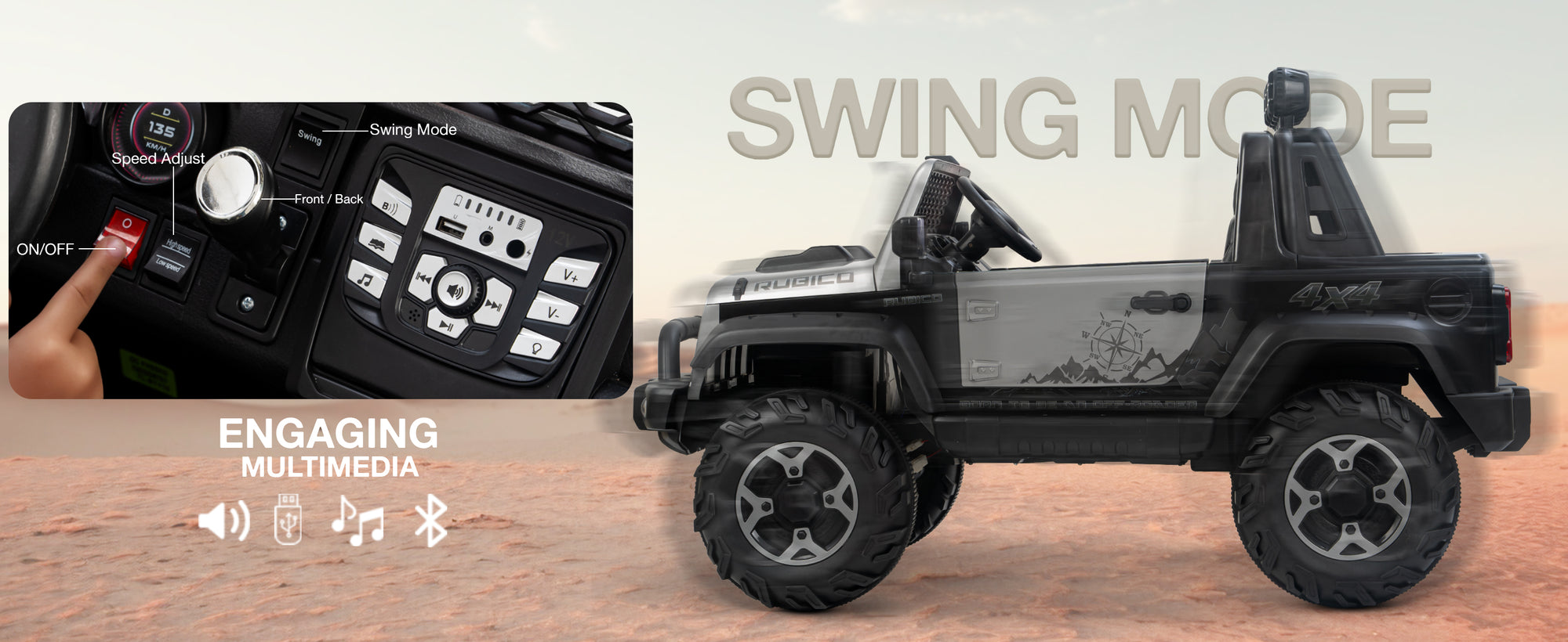 Baybee Atom Rechargeable Battery Operated Jeep for Kids (Painted) — slide 1