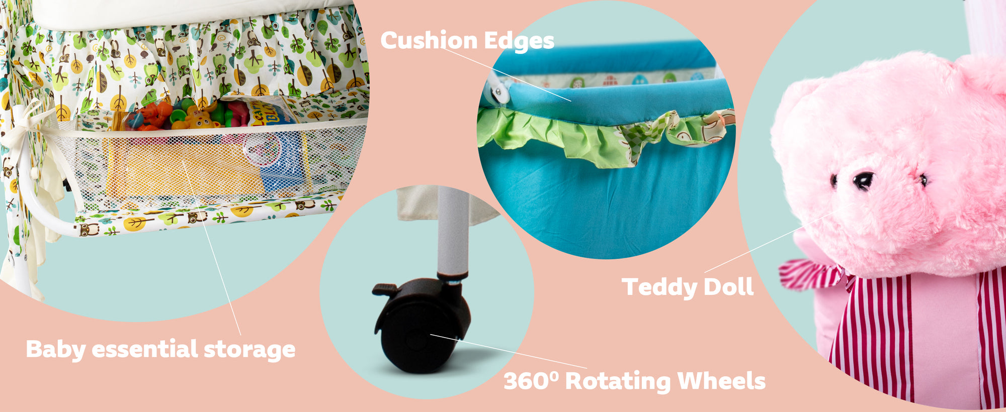 Baybee Fuffy Baby Swing Cradle for Newborn Baby with Mosquito Net, Storage & Wheels — slide 1