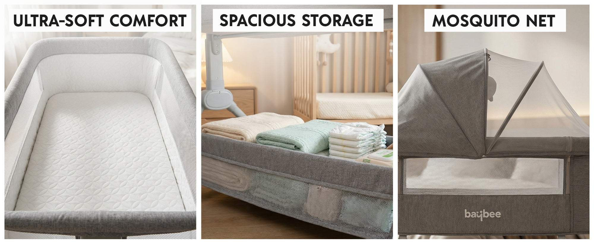 Baybee Bedside Crib for Baby with Rocking Mode — slide 3