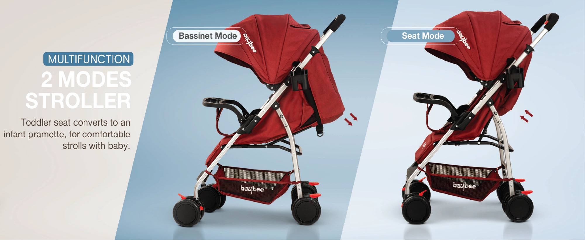 Baybee Aurevo Convertible Infant Baby Pram Stroller for Newborn Babies with 3-Position — slide 3
