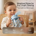 Blue silicone straw baby cup