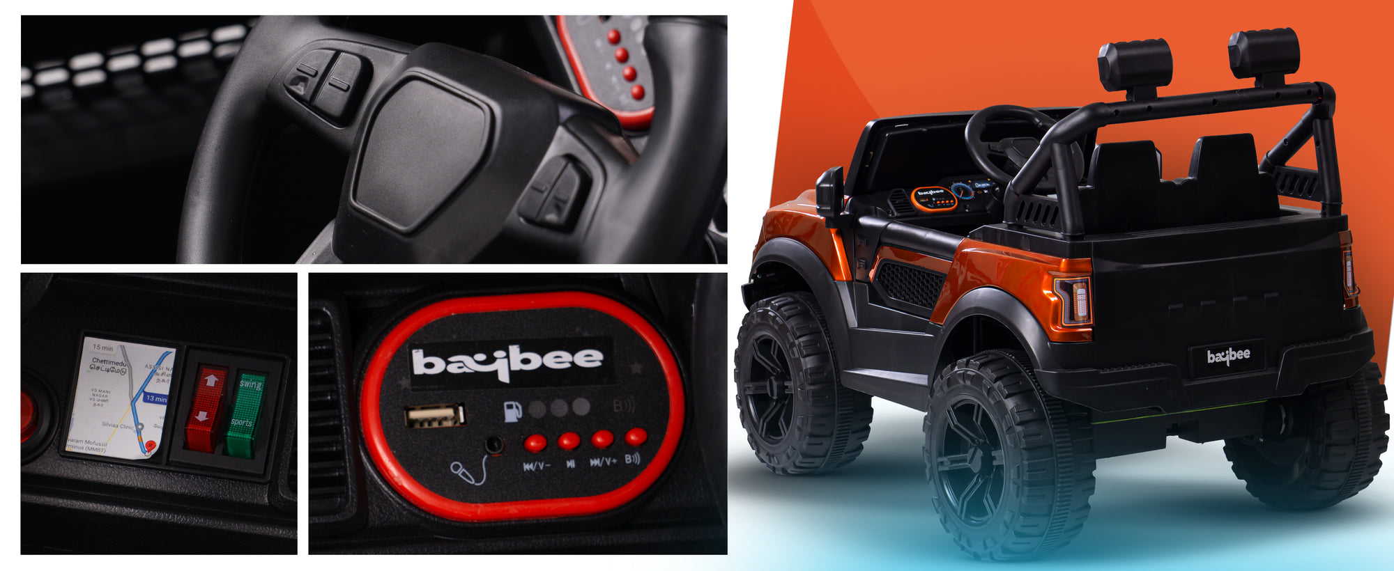 Baybee Run 4X4 Kids Battery Operated Jeep for Kids  (Painted) — slide 2