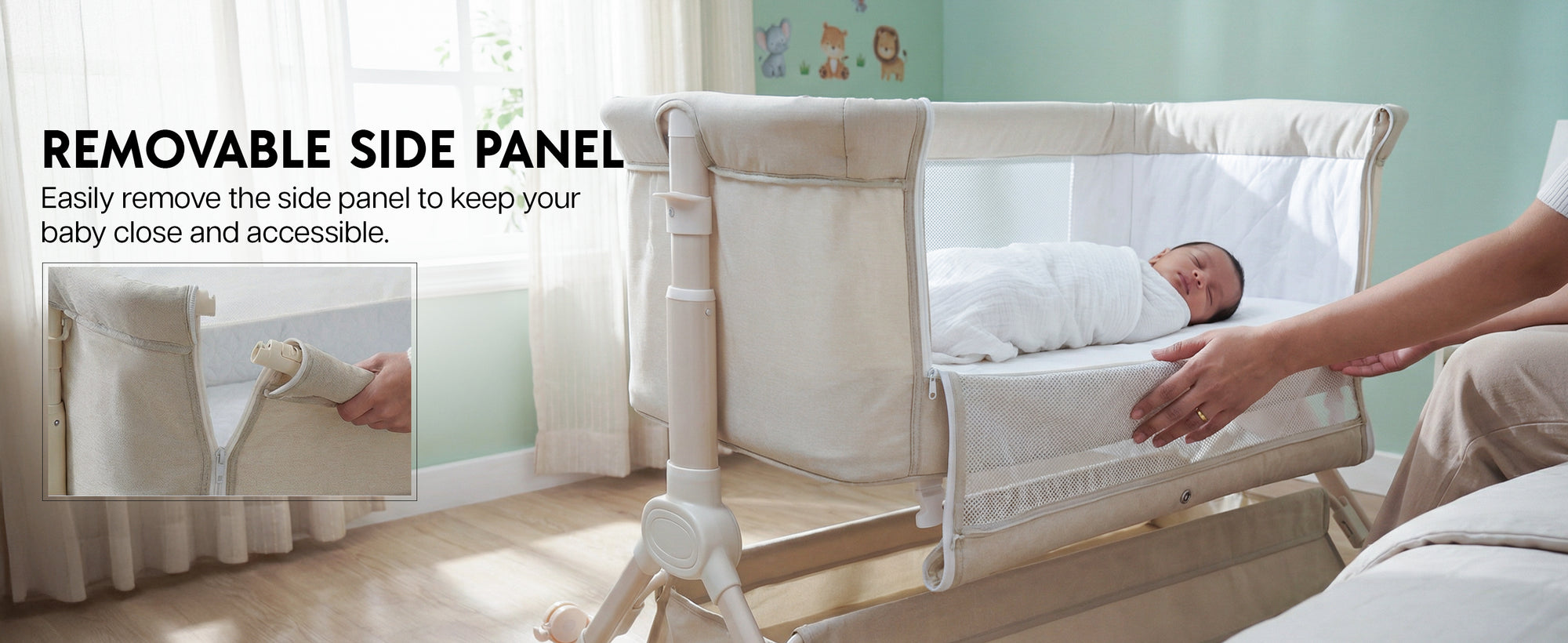 Baybee Bedside Crib for Baby with Rocking Mode — slide 1