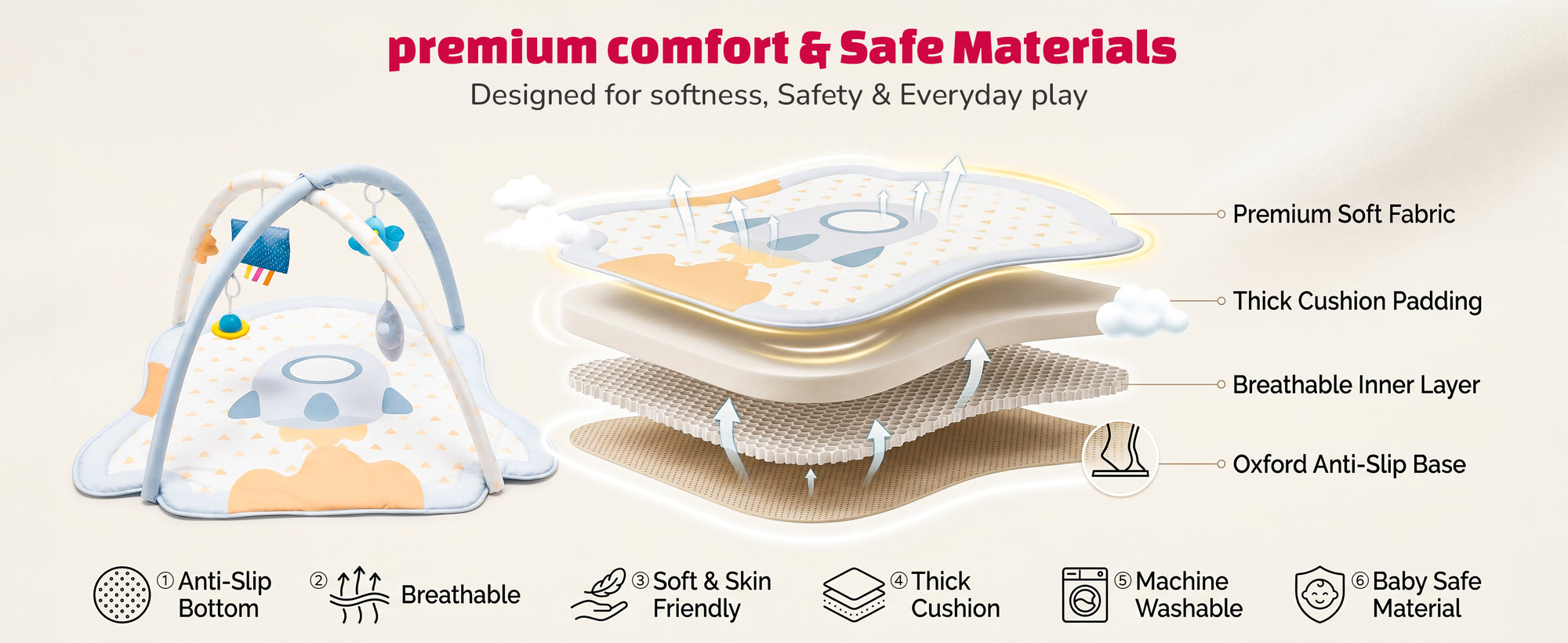 Baybee 2 in 1 Premium Baby Play Gym & Activity Mat for Babies — slide 2