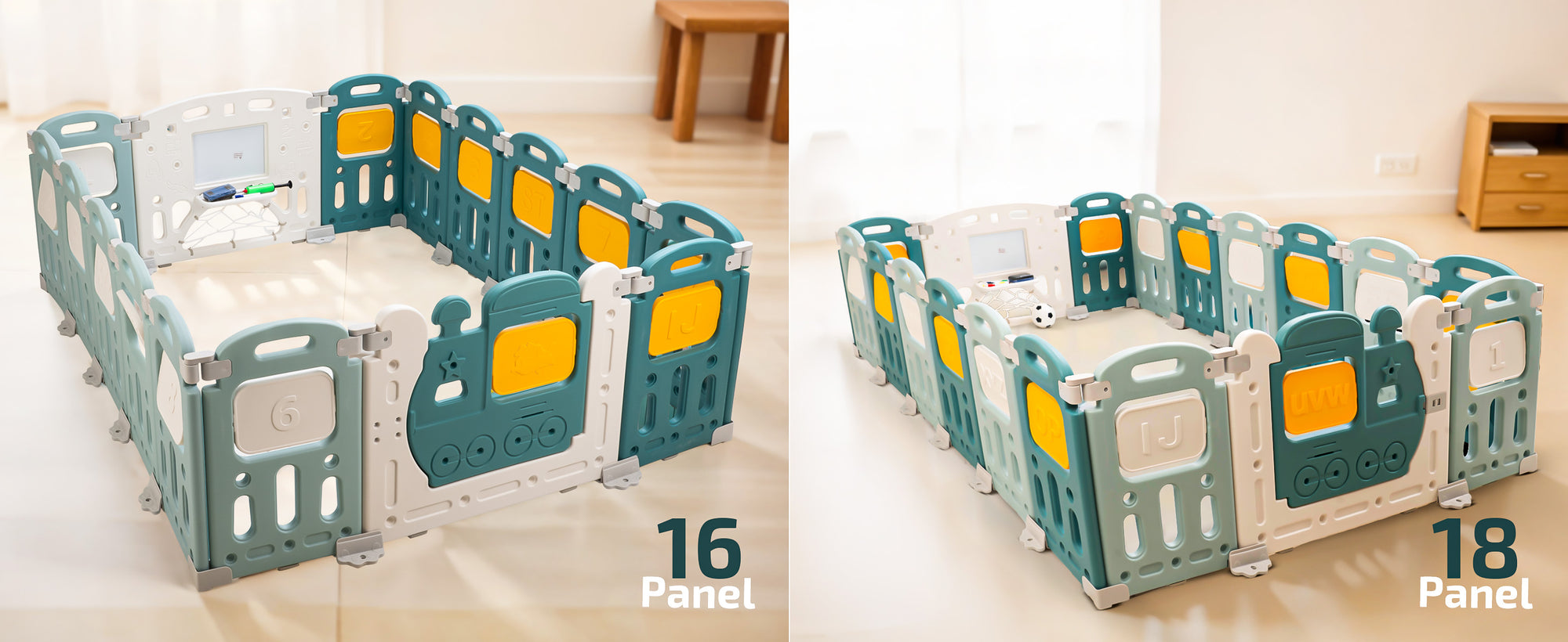 Baybee Train Kids Playpen for Babies(18 Panels) Foldable Baby Play Area Indoor Setup with Safety Lock — slide 2