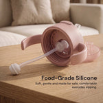 Orange silicone straw baby cup