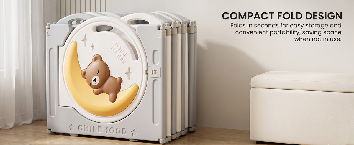 Baybee Luniva 2-in-1 Moon Foldable Baby Playpen with Glowing Light for 0-5 Years  (18 Panel) — slide 1