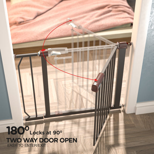 Baybee Auto Close Baby Safety Gate, Extra Tall Durable Baby Fence Barrier Dog Gate (Black + 10Cm) BAYBEE