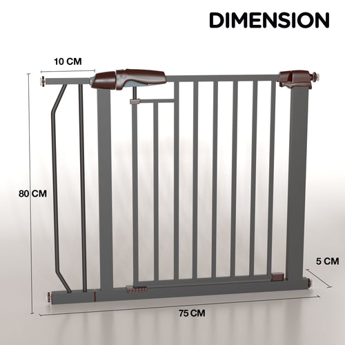 Baybee Auto Close Baby Safety Gate, Extra Tall Durable Baby Fence Barrier Dog Gate (Black + 10Cm) BAYBEE