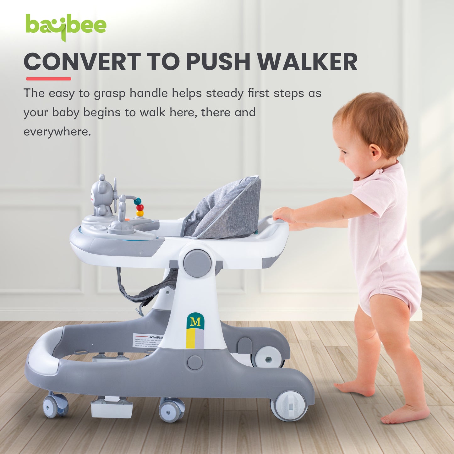 Baybee Mono Baby Walker for Kids, Round Kids Walker with Parental Push  Handle