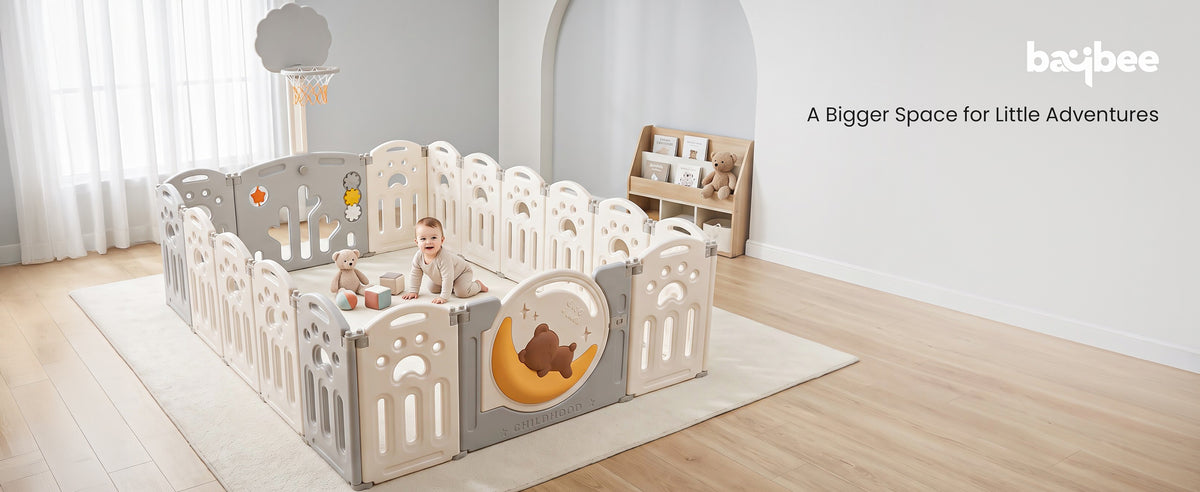 Baybee Luniva 2-in-1 Moon Foldable Baby Playpen with Glowing Light for 0-5 Years  (18 Panel) — slide 2