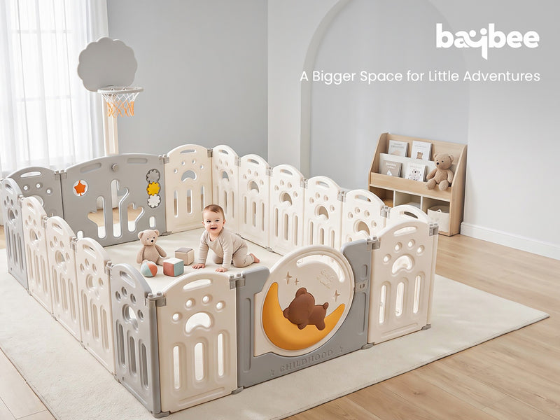Baybee Luniva 2-in-1 Moon Foldable Baby Playpen with Glowing Light for 0-5 Years  (18 Panel) — slide 2
