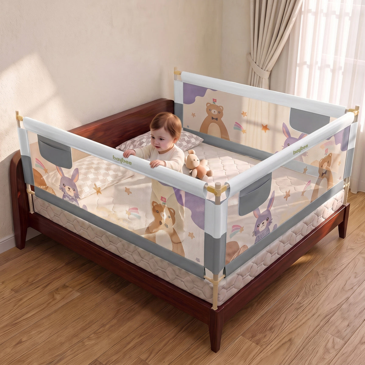 Baybee Baby Bed Rail Guard for Baby Safety (Pack of 3, 150x80CM)