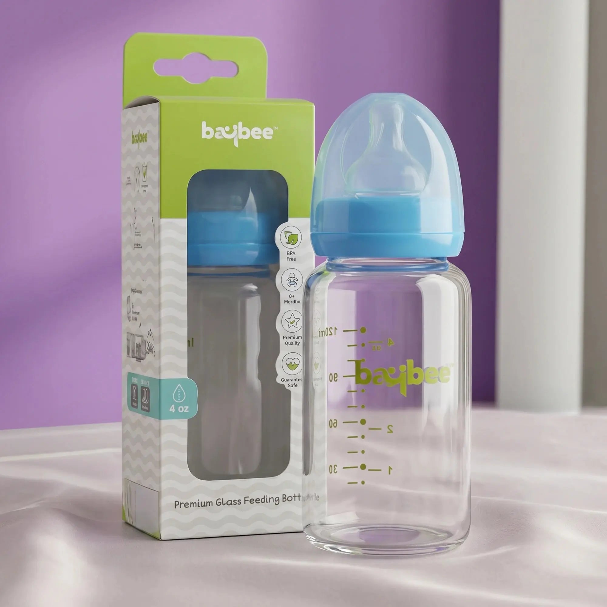 Baybee Wide Neck Glass Feeding Bottle for New Born