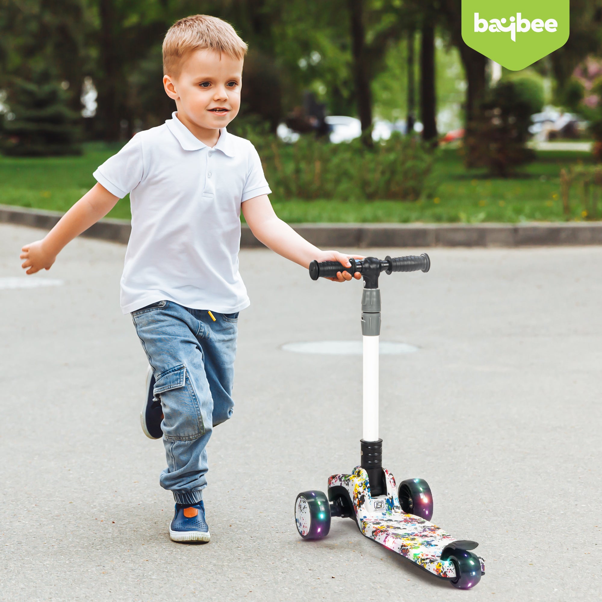 Baybee Hawk Skate Scooter for Kids, 3 Wheel Kids Scooter with 3 Height Adjustable Handle & Music
