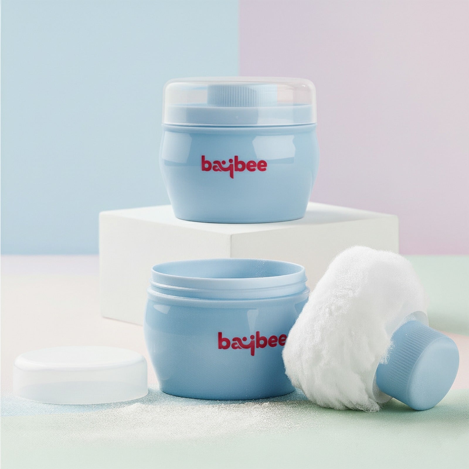 Baybee Baby Powder Puff with Storage Container Baby Powder Puff for Babies with Handle