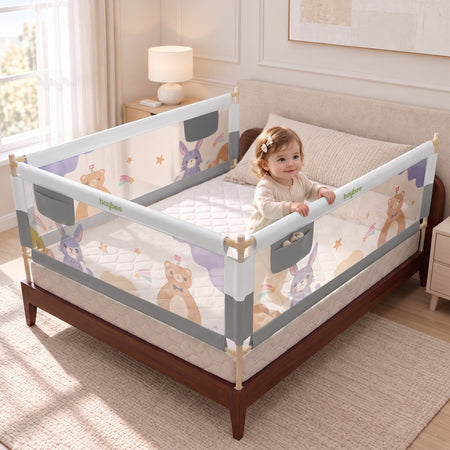 Baybee Baby Bed Rail Guard Foldable Safety Side Protector for Kids (Pack of 3, 200x80cm) BAYBEE