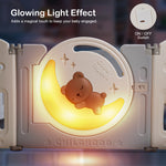 Baybee 2-in-1 Moon Foldable Baby Playpen with Glowing Light & Basketball Set | Safety Lock Play Yard for 0-5 Years Baybee India