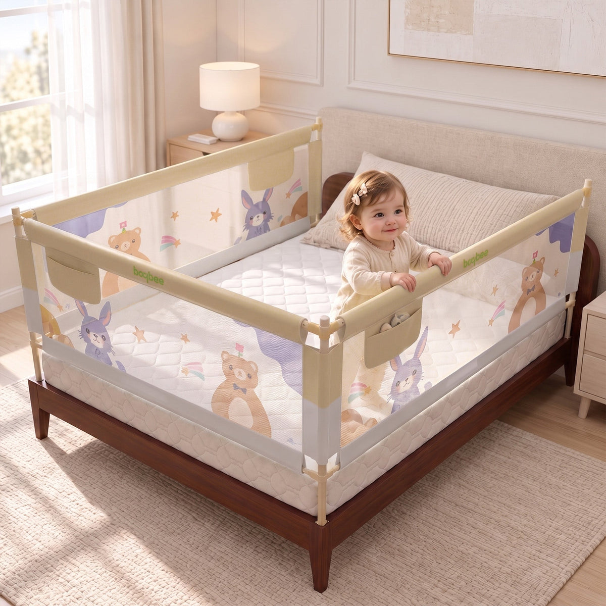Baybee Baby Bed Rail Guard Foldable Safety Side Protector for Kids (Pack of 3, 200x80cm)