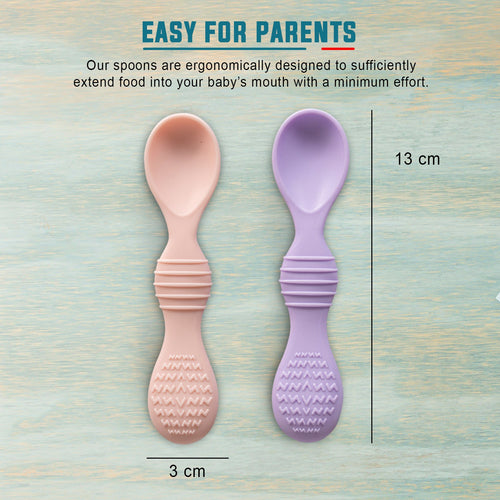 Baybee Silicone Baby Spoon Set for Baby Feeding - (Pack of 2) BAYBEE