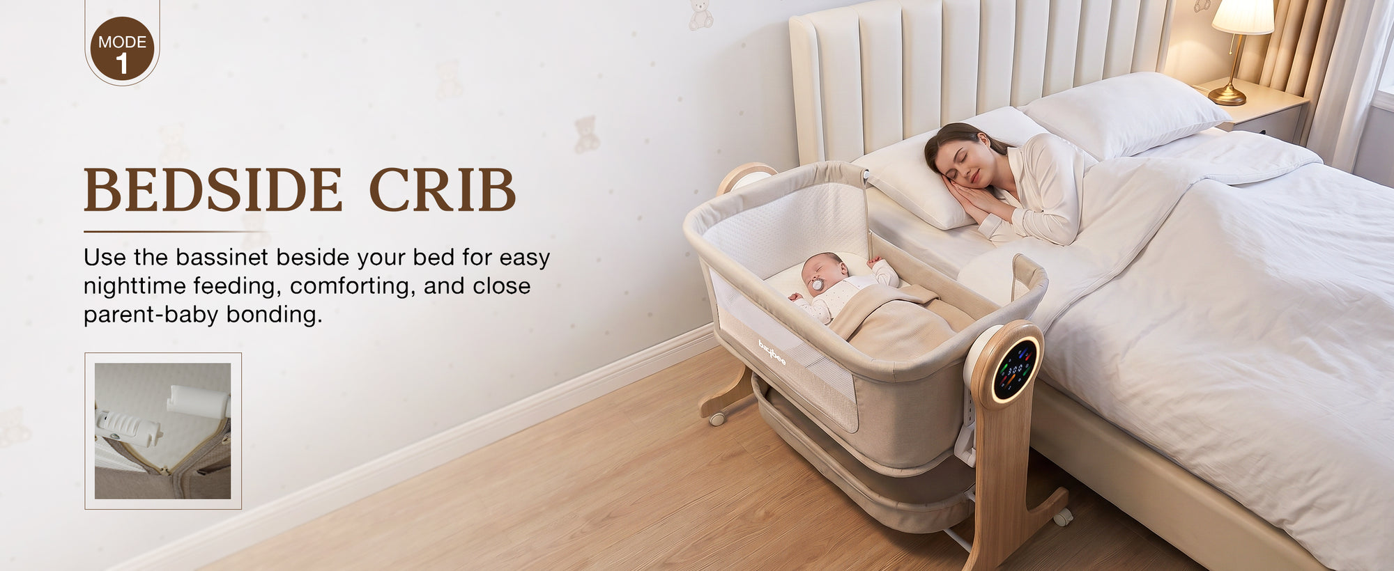 Baybee Wooden 3 in 1 Electric Baby Cradle Convertible Cot & Bassinet — slide 1