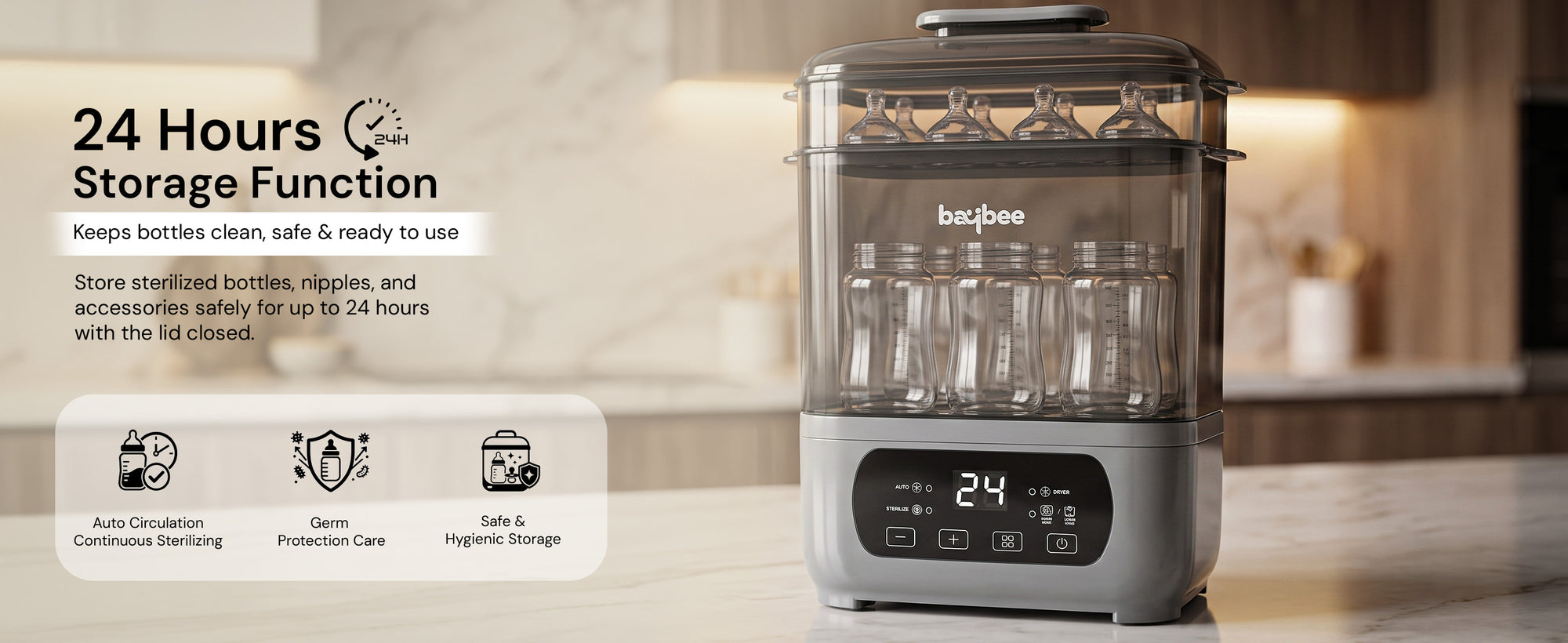 Baybee Puresteam Pro 7-in-1 Baby Bottle Sterilizer and Dryer — slide 1